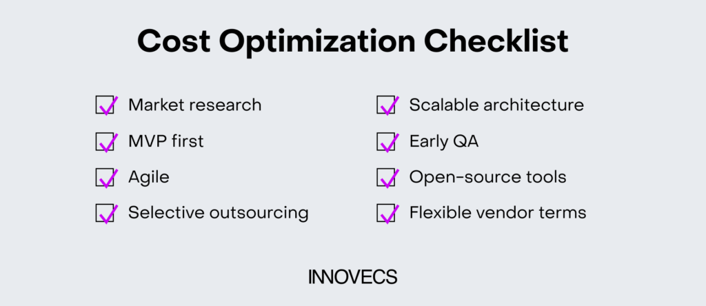 SaaS development cost optimization checklist